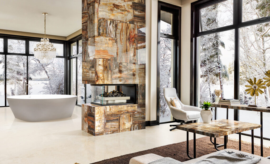 Камины из камня Petrified Wood Brown Retro